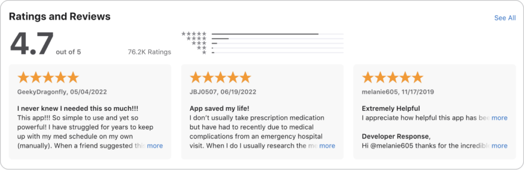 User ratings/reviews on AppStore