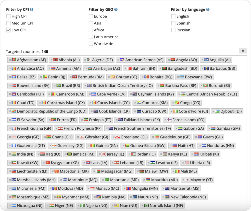 Low CPI countries